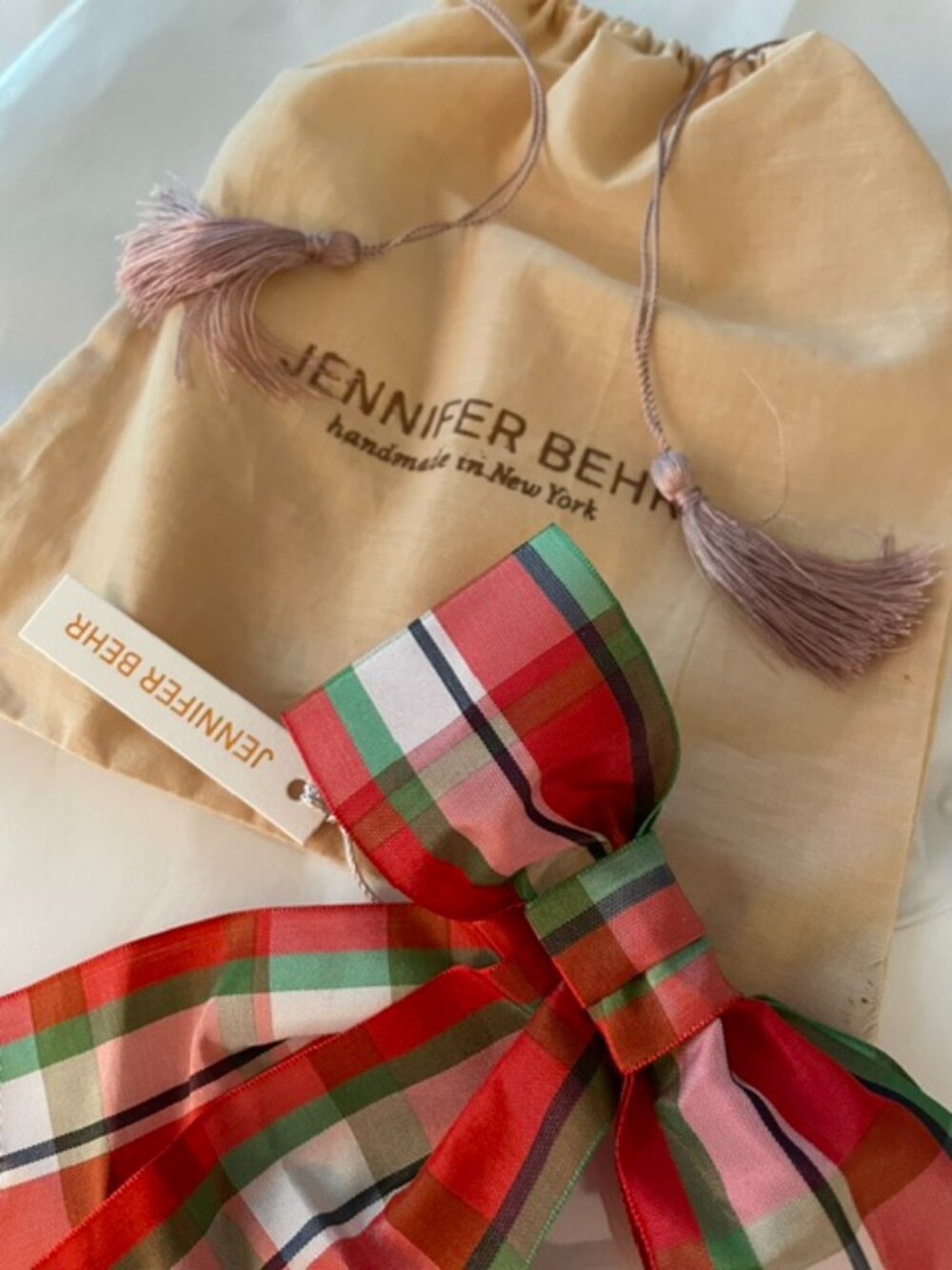 JENNIFER BEHR Bonnie Bow Hair Clip Barrette in Checked Organza Brand New NWT